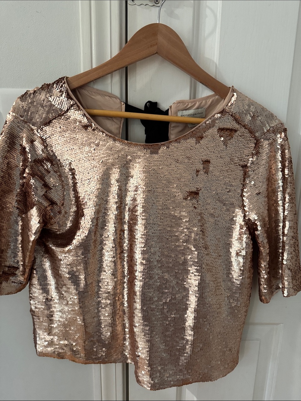 Women's Sequin Crop Top in Rose Gold - Party Ready